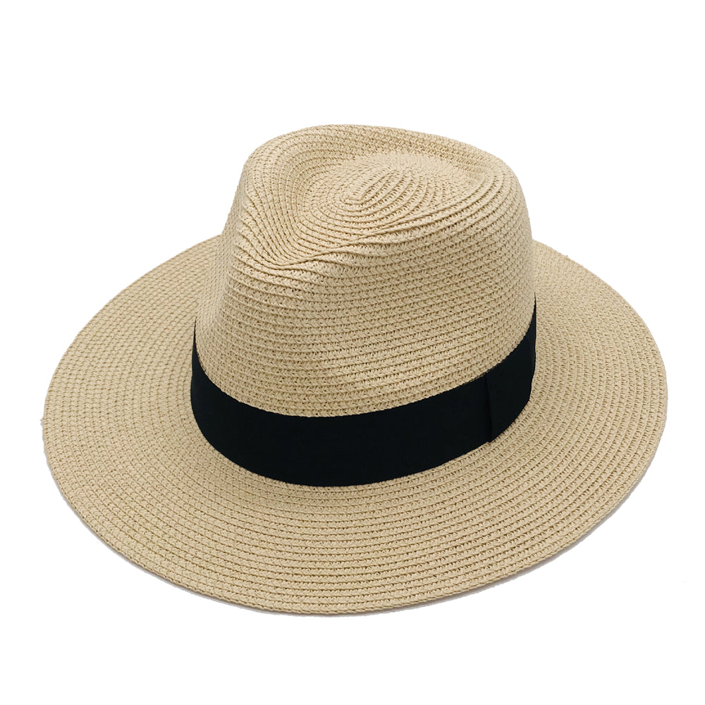 Women’s Paper Straw Panama Hat White Sun Hat Korean Style Wide Brim Summer Beach Hat UV Protection Factory Direct Supply