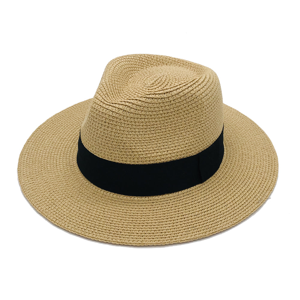 Women’s Paper Straw Panama Hat White Sun Hat Korean Style Wide Brim Summer Beach Hat UV Protection Factory Direct Supply
