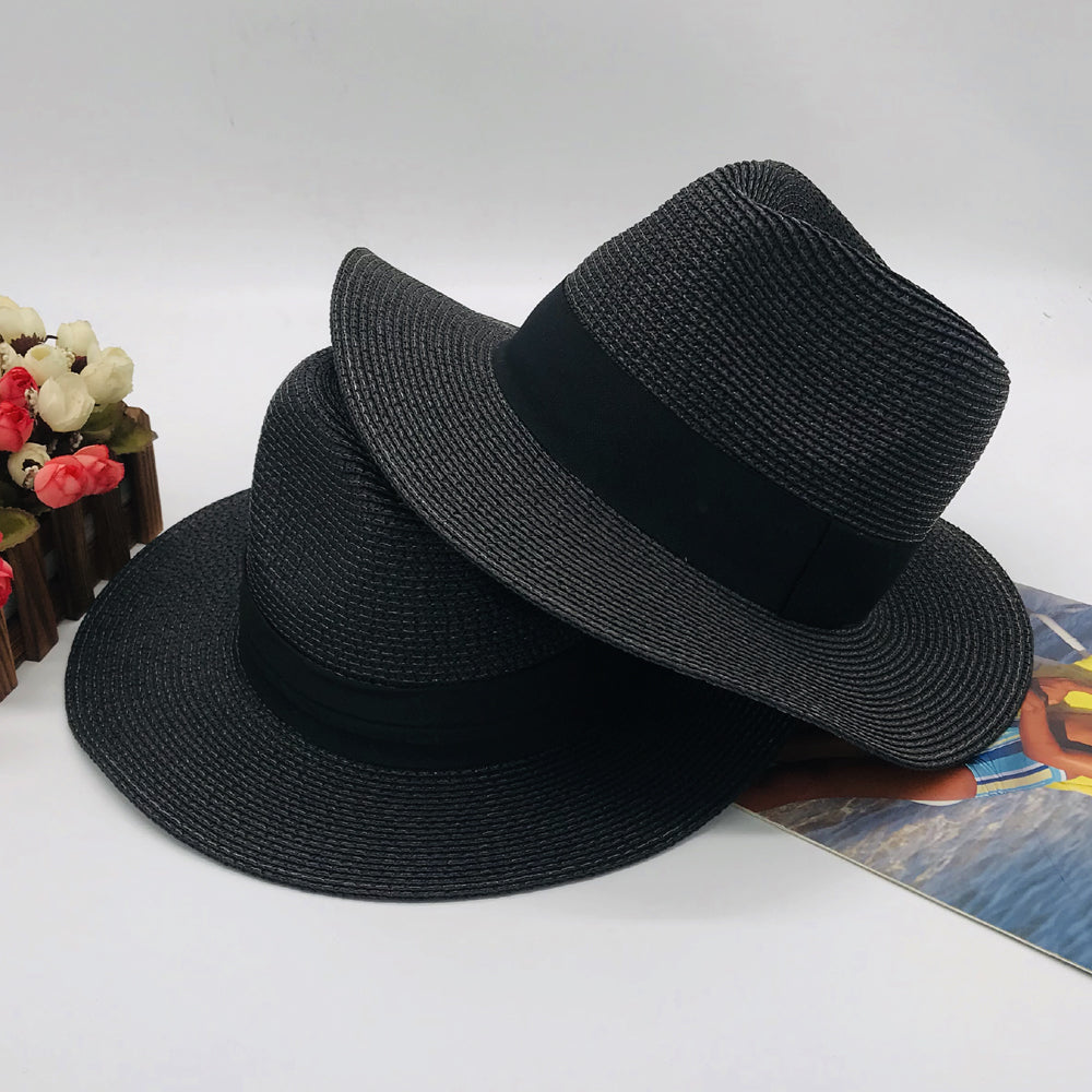 Women’s Paper Straw Panama Hat White Sun Hat Korean Style Wide Brim Summer Beach Hat UV Protection Factory Direct Supply