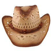 No. 1104 Paper Straw Cowboy Hat with Beaded Cord Band
