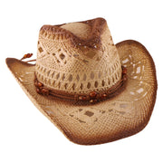 No. 1104 Paper Straw Cowboy Hat with Beaded Cord Band