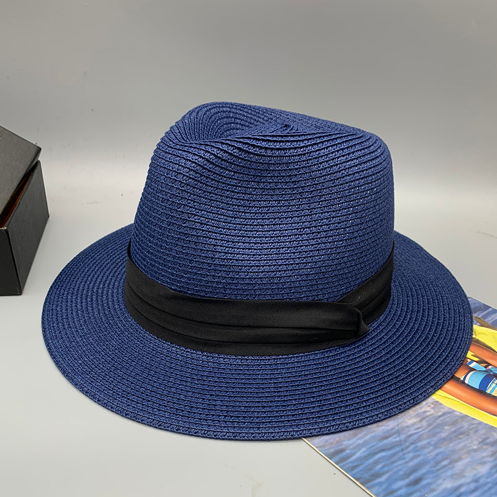 Women’s Paper Straw Panama Hat White Sun Hat Korean Style Wide Brim Summer Beach Hat UV Protection Factory Direct Supply