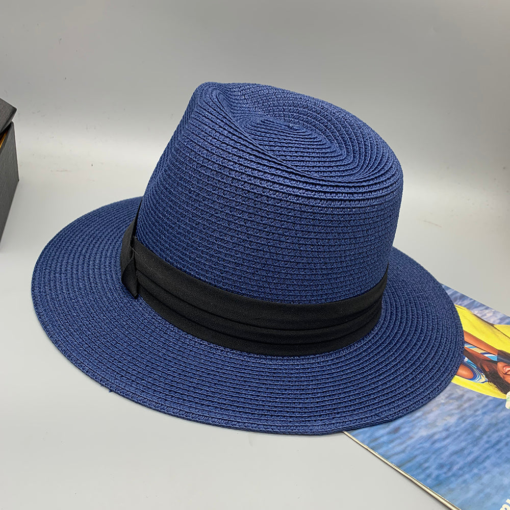 Women’s Paper Straw Panama Hat White Sun Hat Korean Style Wide Brim Summer Beach Hat UV Protection Factory Direct Supply