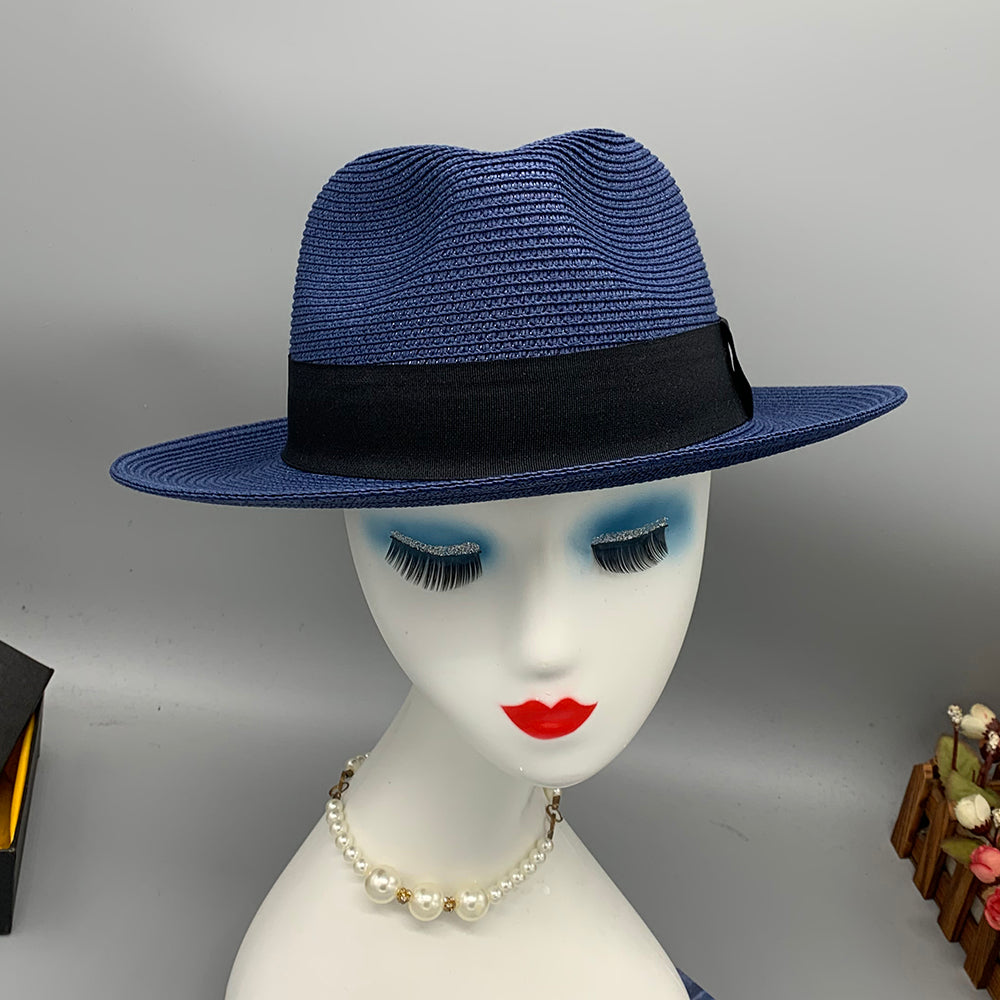 Women’s Paper Straw Panama Hat White Sun Hat Korean Style Wide Brim Summer Beach Hat UV Protection Factory Direct Supply