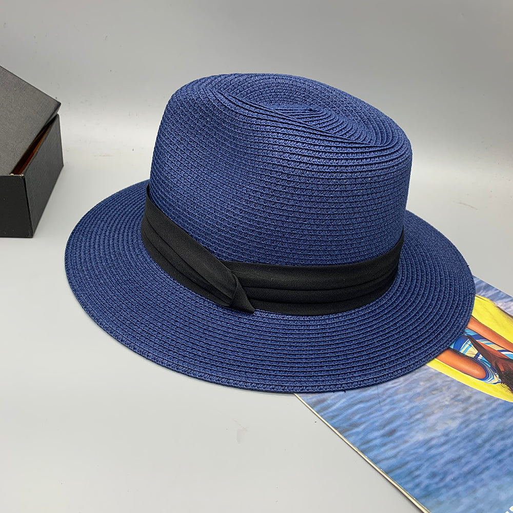 Women’s Paper Straw Panama Hat White Sun Hat Korean Style Wide Brim Summer Beach Hat UV Protection Factory Direct Supply