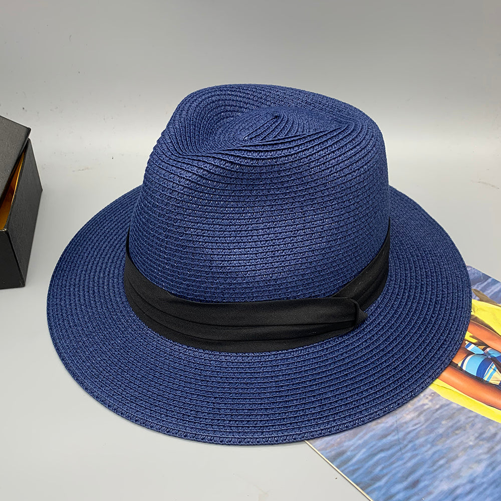 Women’s Paper Straw Panama Hat White Sun Hat Korean Style Wide Brim Summer Beach Hat UV Protection Factory Direct Supply