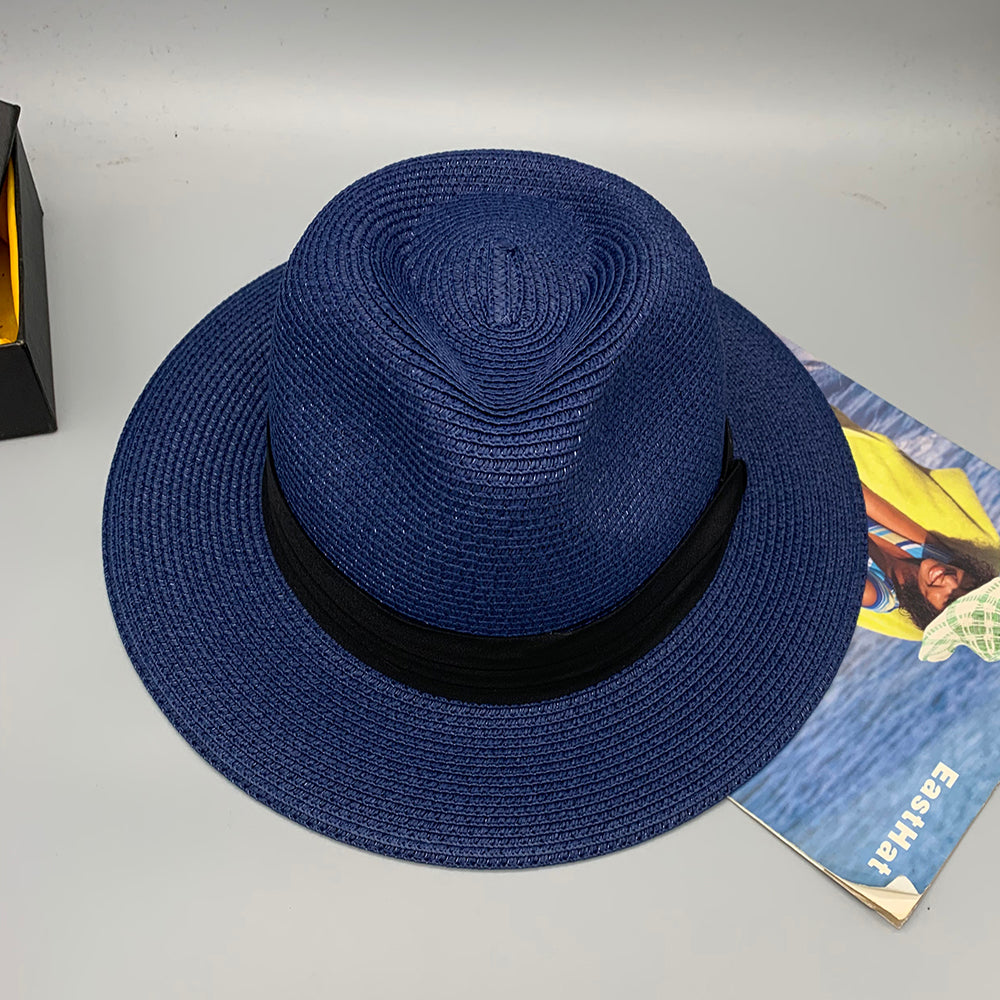 Women’s Paper Straw Panama Hat White Sun Hat Korean Style Wide Brim Summer Beach Hat UV Protection Factory Direct Supply