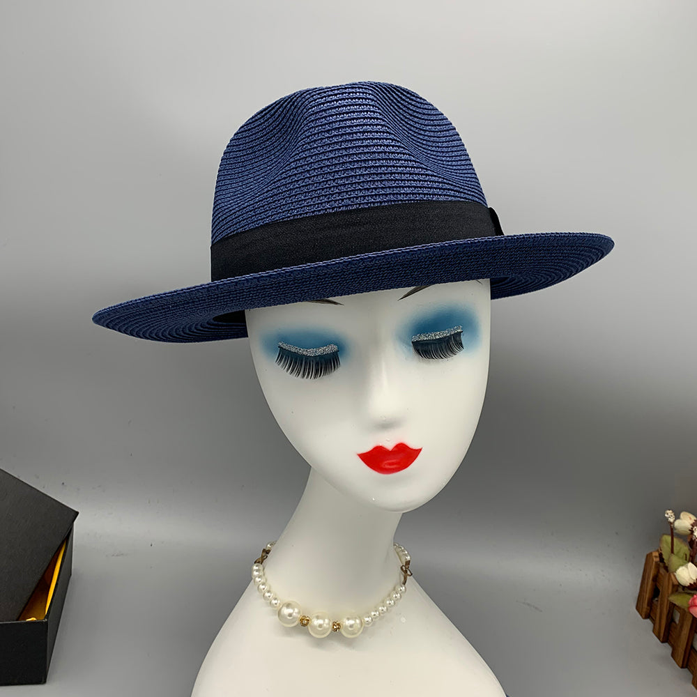 Women’s Paper Straw Panama Hat White Sun Hat Korean Style Wide Brim Summer Beach Hat UV Protection Factory Direct Supply