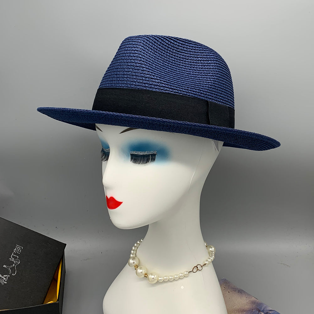 Women’s Paper Straw Panama Hat White Sun Hat Korean Style Wide Brim Summer Beach Hat UV Protection Factory Direct Supply