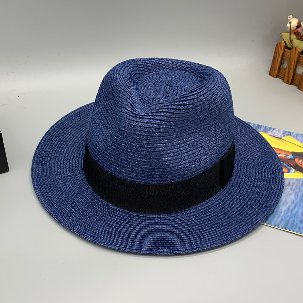 Women’s Paper Straw Panama Hat White Sun Hat Korean Style Wide Brim Summer Beach Hat UV Protection Factory Direct Supply