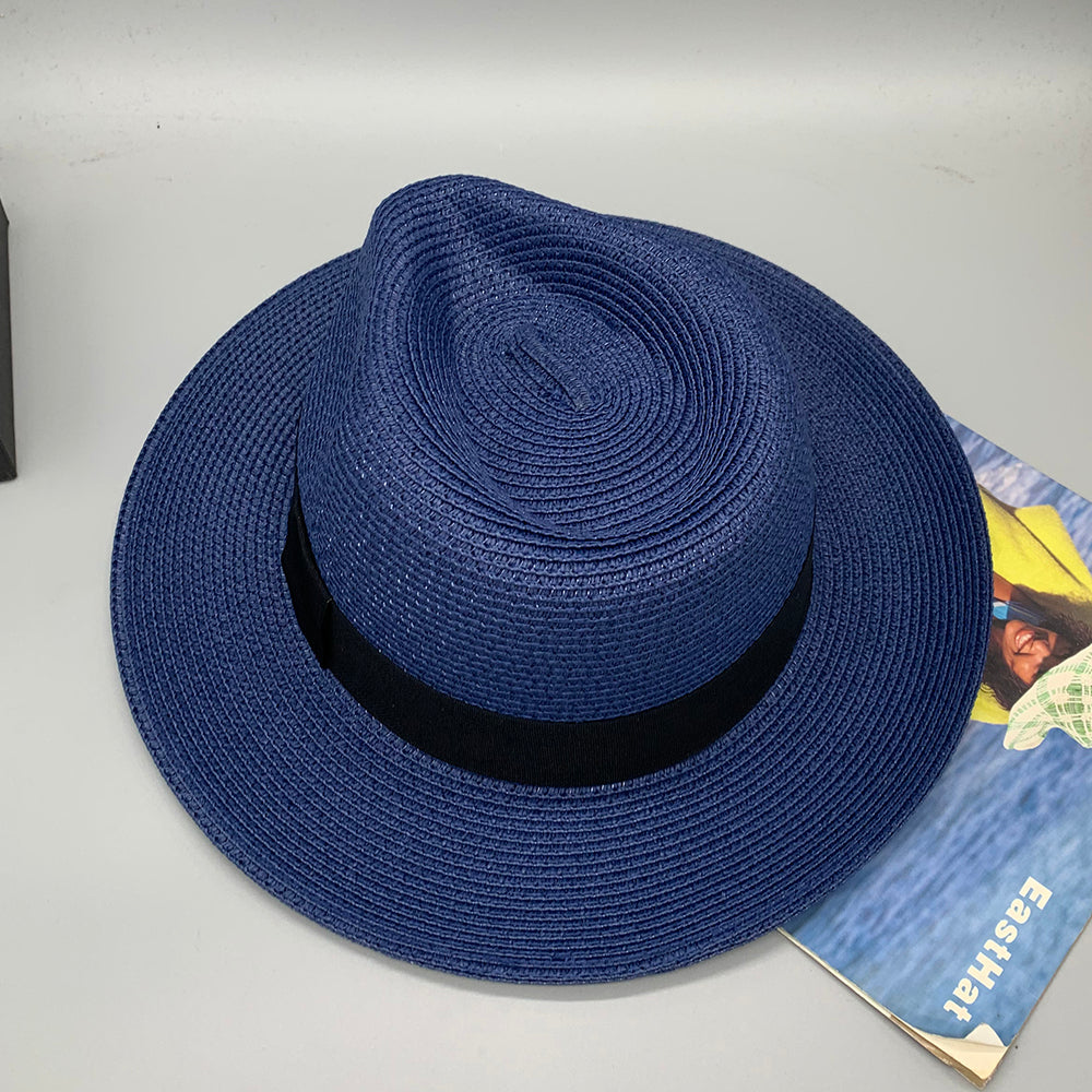 Women’s Paper Straw Panama Hat White Sun Hat Korean Style Wide Brim Summer Beach Hat UV Protection Factory Direct Supply