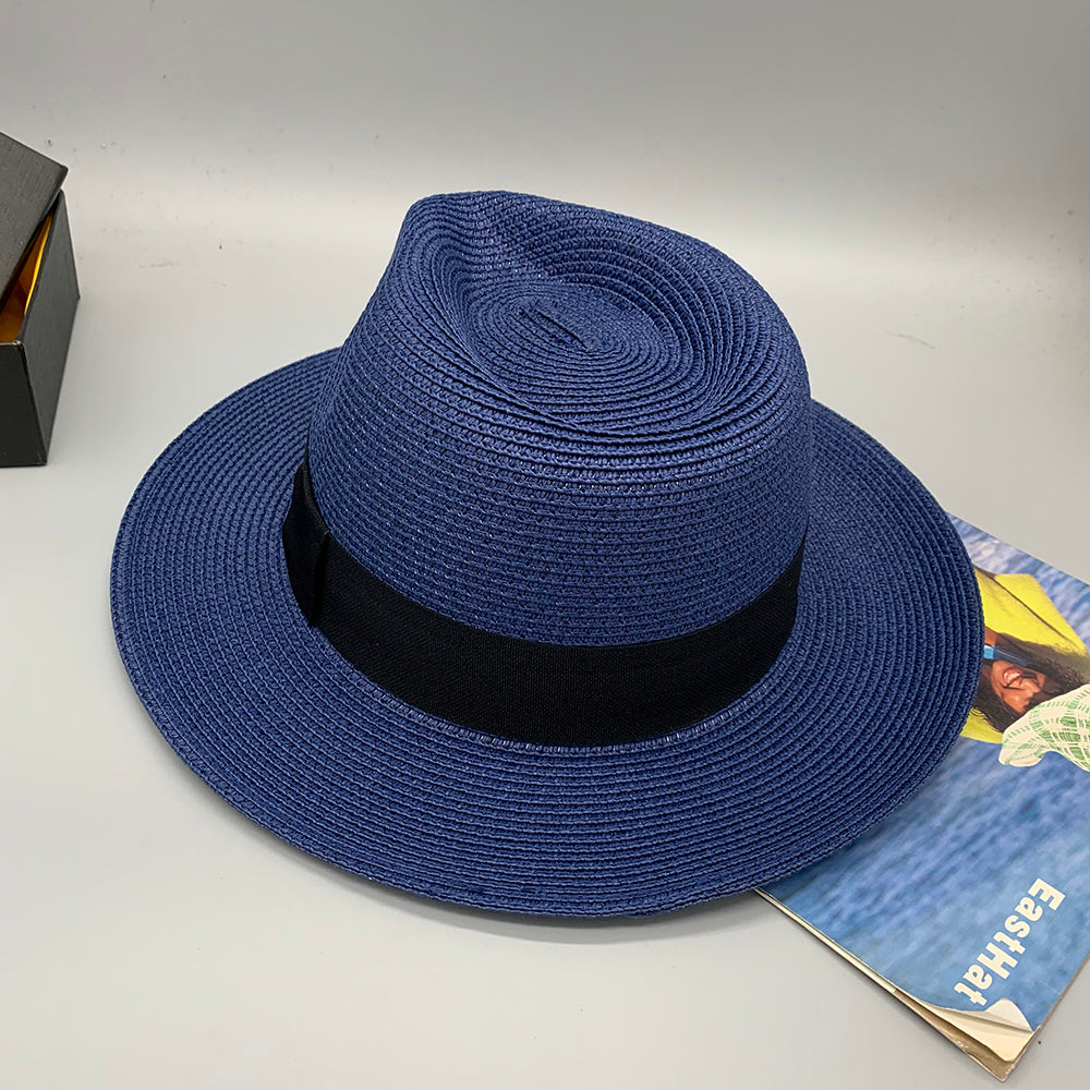 Women’s Paper Straw Panama Hat White Sun Hat Korean Style Wide Brim Summer Beach Hat UV Protection Factory Direct Supply