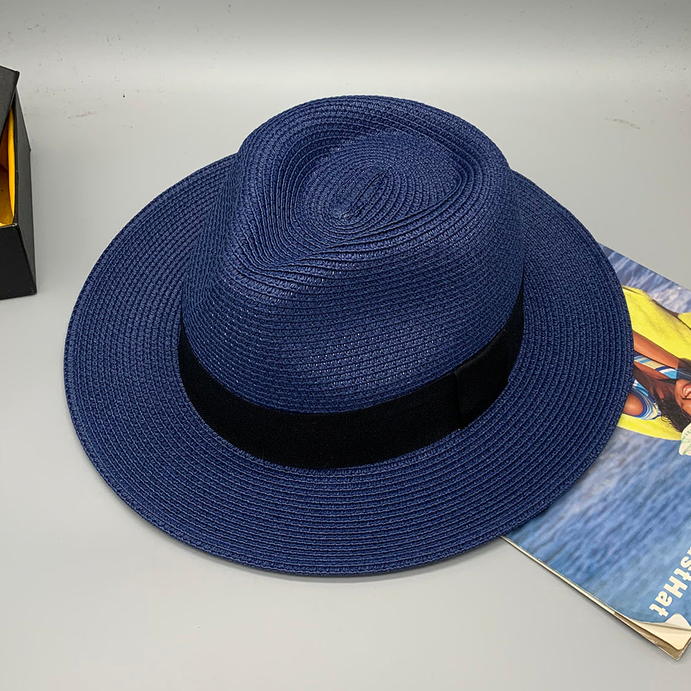 Women’s Paper Straw Panama Hat White Sun Hat Korean Style Wide Brim Summer Beach Hat UV Protection Factory Direct Supply