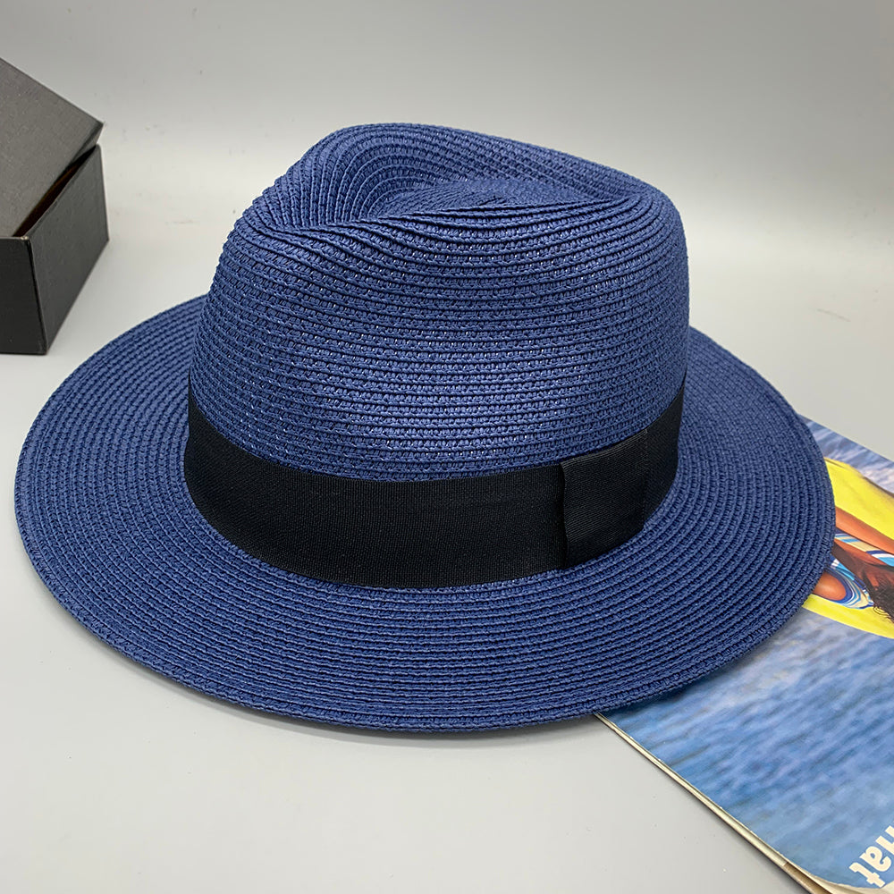 Women’s Paper Straw Panama Hat White Sun Hat Korean Style Wide Brim Summer Beach Hat UV Protection Factory Direct Supply