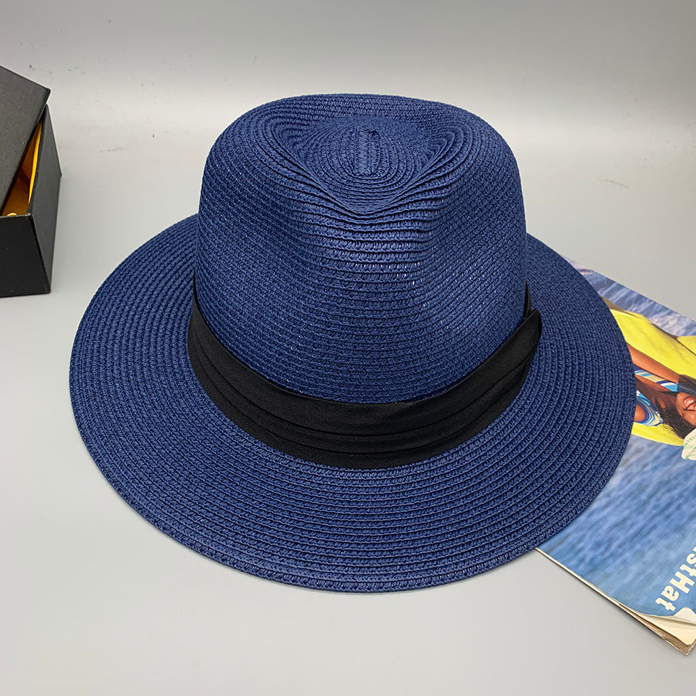 Women’s Paper Straw Panama Hat White Sun Hat Korean Style Wide Brim Summer Beach Hat UV Protection Factory Direct Supply