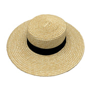 No. 460 Wheat Straw Braid Boater Hat with Grosgrain Band