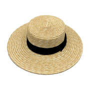 No. 460 Wheat Straw Braid Boater Hat with Grosgrain Band