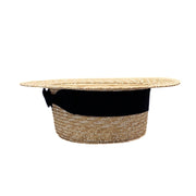 No. 462 Wheat Straw Braid Boater Hat with Ribbon Band