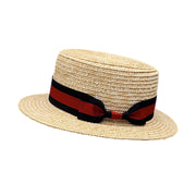 No. 462 Wheat Straw Braid Boater Hat with Ribbon Band