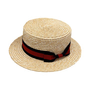 No. 462 Wheat Straw Braid Boater Hat with Ribbon Band