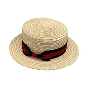 No. 462 Wheat Straw Braid Boater Hat with Ribbon Band