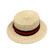 No. 462 Wheat Straw Braid Boater Hat with Ribbon Band