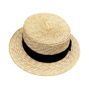 No. 462 Wheat Straw Braid Boater Hat with Ribbon Band
