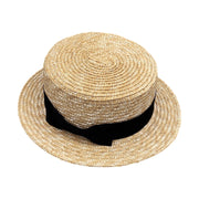 No. 462 Wheat Straw Braid Boater Hat with Ribbon Band