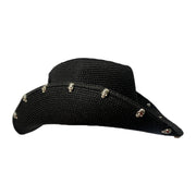 No. 478 Paper Braid Cowboy Hat with Skull Embroidery