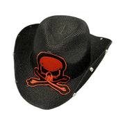 No. 478 Paper Braid Cowboy Hat with Skull Embroidery