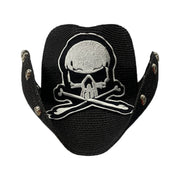 No. 478 Paper Braid Cowboy Hat with Skull Embroidery