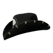 No. 478 Paper Braid Cowboy Hat with Skull Embroidery