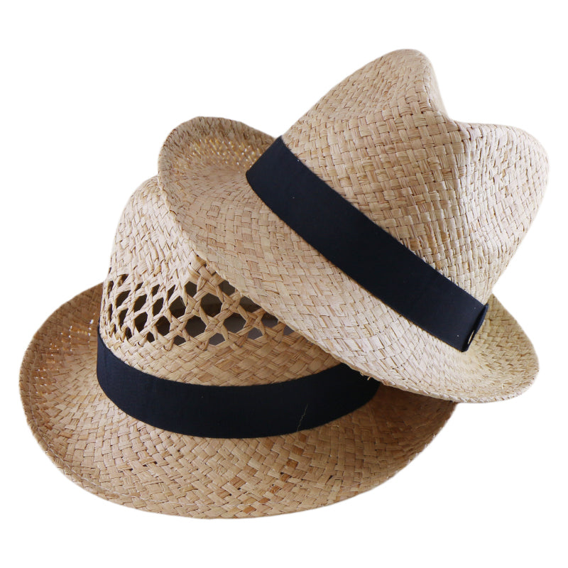 Korean Style Natural Raffia Straw Hat Handwoven Sun Hat Summer Beach Vacation UV Protection Wide Brim Wholesale