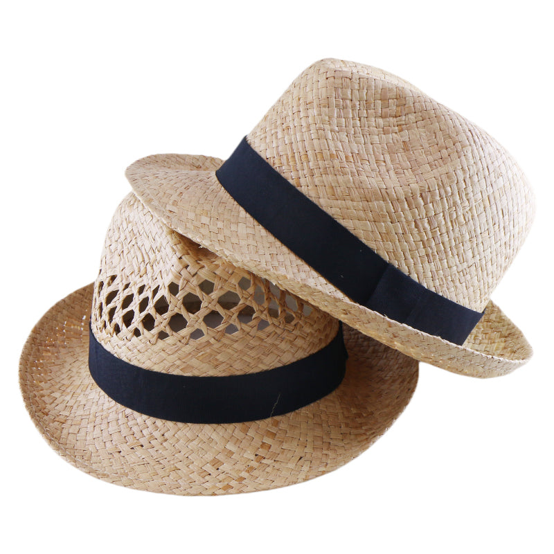 Korean Style Natural Raffia Straw Hat Handwoven Sun Hat Summer Beach Vacation UV Protection Wide Brim Wholesale