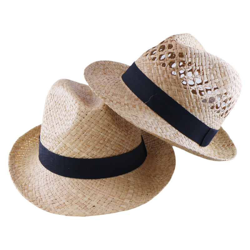 Korean Style Natural Raffia Straw Hat Handwoven Sun Hat Summer Beach Vacation UV Protection Wide Brim Wholesale