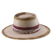 No. 546 Distressed Wool Felt Fedora Hat with Layered Band
