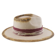 No. 546 Distressed Wool Felt Fedora Hat with Layered Band