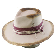 No. 546 Distressed Wool Felt Fedora Hat with Layered Band