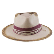 No. 546 Distressed Wool Felt Fedora Hat with Layered Band