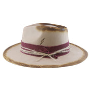 No. 546 Distressed Wool Felt Fedora Hat with Layered Band