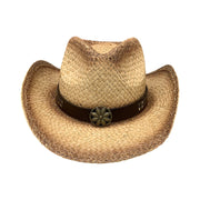 No. 570 Distressed Raffia Straw Cowboy Hat with Concho Band