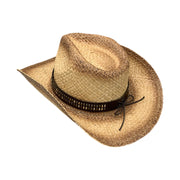 No. 570 Distressed Raffia Straw Cowboy Hat with Concho Band