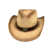 No. 570 Distressed Raffia Straw Cowboy Hat with Concho Band