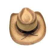 No. 570 Distressed Raffia Straw Cowboy Hat with Concho Band