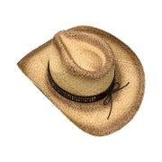 No. 570 Distressed Raffia Straw Cowboy Hat with Concho Band