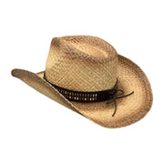 No. 570 Distressed Raffia Straw Cowboy Hat with Concho Band