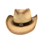 No. 570 Distressed Raffia Straw Cowboy Hat with Concho Band