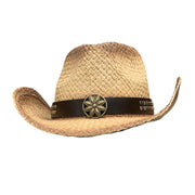No. 570 Distressed Raffia Straw Cowboy Hat with Concho Band