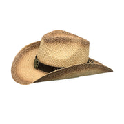 No. 570 Distressed Raffia Straw Cowboy Hat with Concho Band