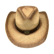 No. 570 Distressed Raffia Straw Cowboy Hat with Concho Band